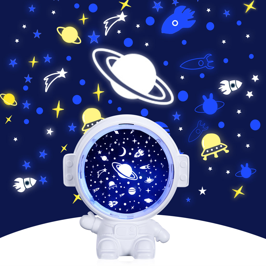 Astronaut Sternenhimmel Projektor projiziert Sterne an eine Zimmerdecke